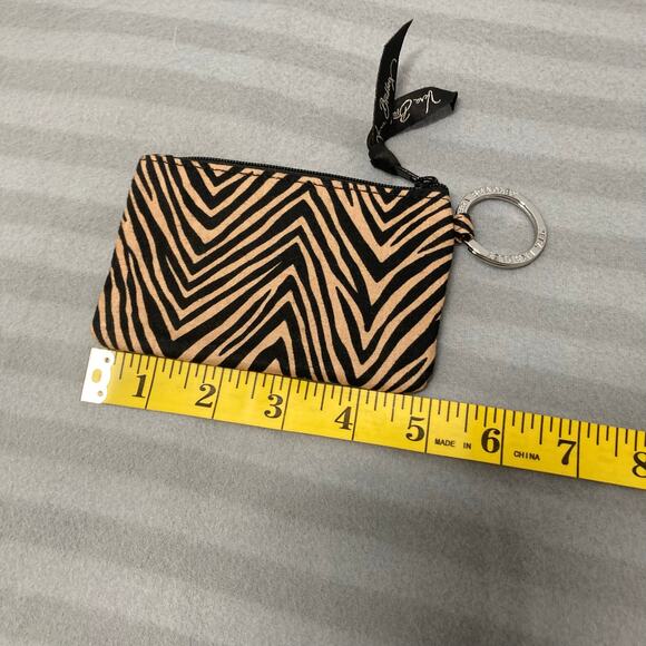 Vera Bradley Brown & Black Zebra Print Coin Purse Key Ring. Pre-Owned - Picture 2 of 5
